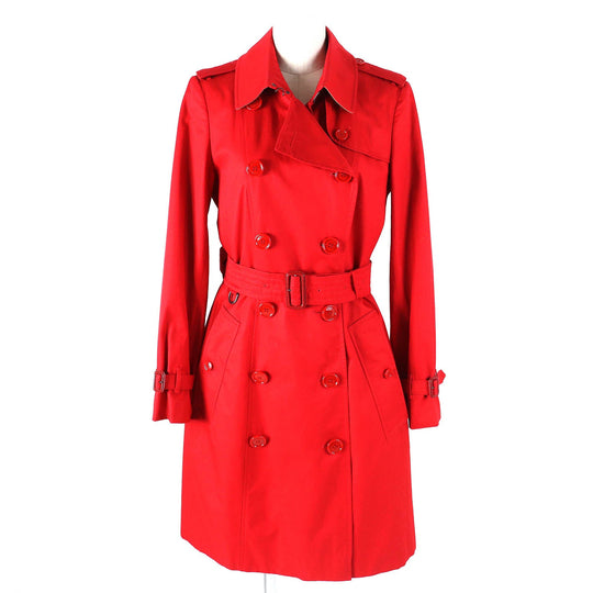 BURBERRY trench coat Outer: 100% cotton, Lining: 100% cotton, Sleeve lining: 100% viscose (rayon) Red Women 40 Used Authentic
