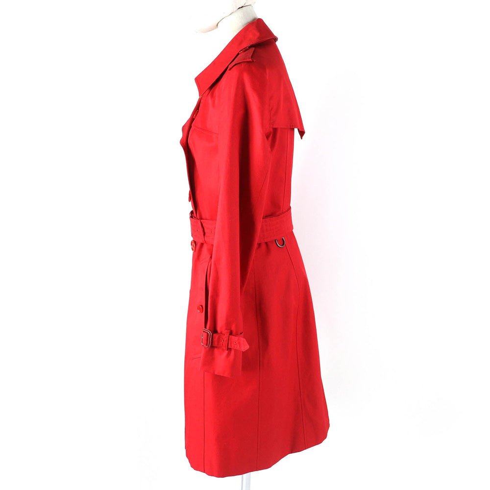 BURBERRY trench coat Outer: 100% cotton, Lining: 100% cotton, Sleeve lining: 100% viscose (rayon) Red Women 40 Used Authentic