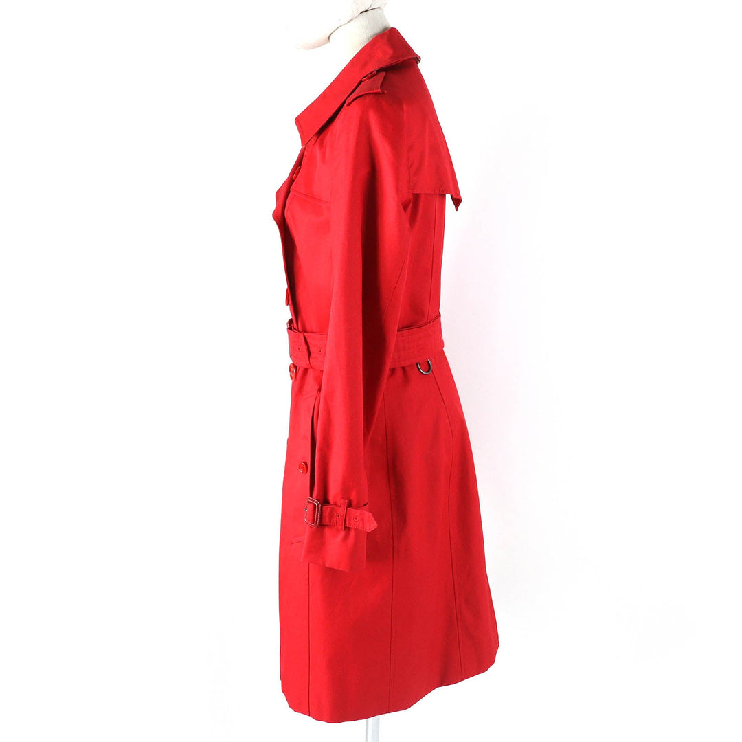 BURBERRY trench coat Outer: 100% cotton, Lining: 100% cotton, Sleeve lining: 100% viscose (rayon) Red Women 40 Used Authentic