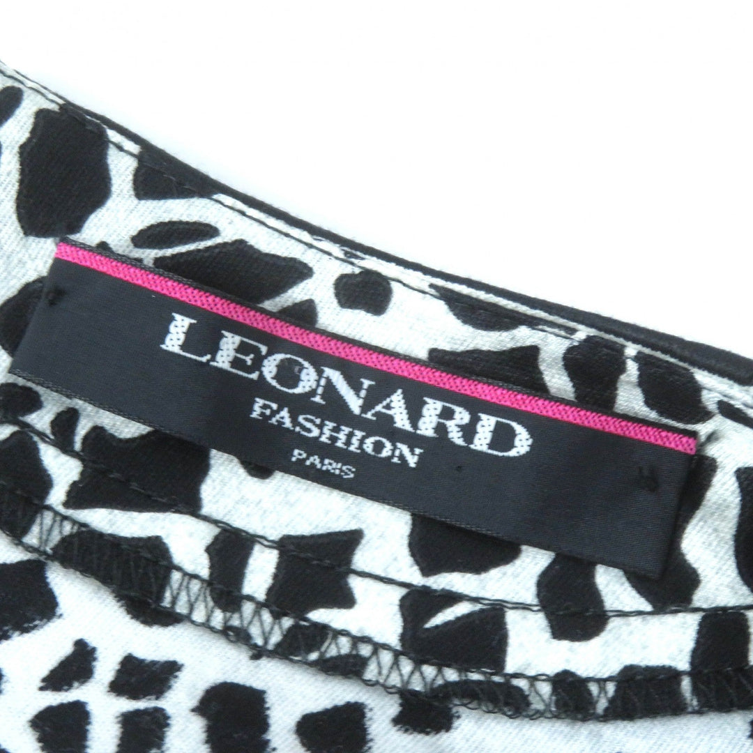 LEONARD FASHION one piece Main: 100% cotton Black light gray Women L Used Authentic