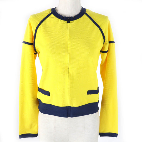 CHANEL Jacket 08P P33377 Main: 84% polyamide (nylon), 16% elastane (polyurethane) Yellow navy Sports line Women 36 Used Authentic