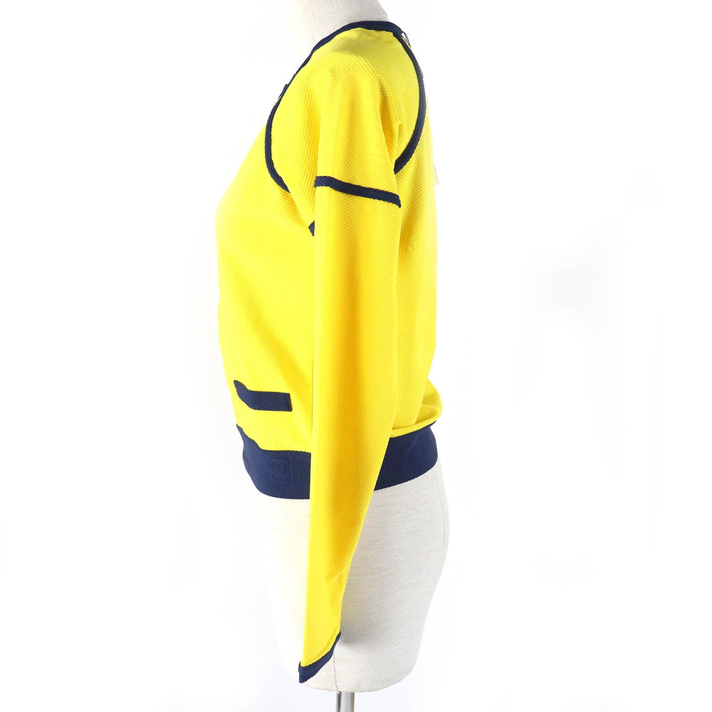 CHANEL Jacket 08P P33377 Main: 84% polyamide (nylon), 16% elastane (polyurethane) Yellow navy Sports line Women 36 Used Authentic