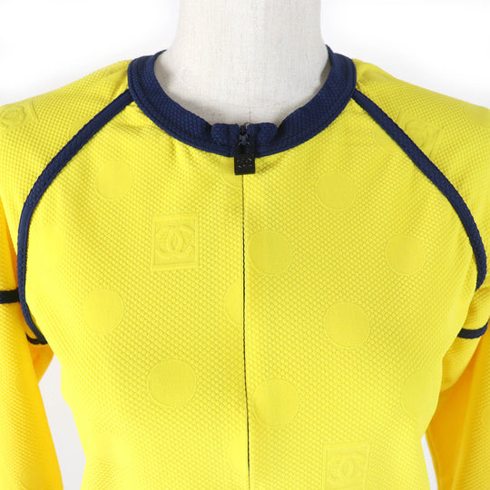 CHANEL Jacket 08P P33377 Main: 84% polyamide (nylon), 16% elastane (polyurethane) Yellow navy Sports line Women 36 Used Authentic
