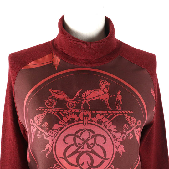 HERMES knit silk Red brown ME