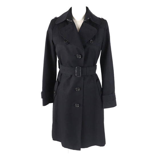 BURBERRY trench coat Outer: 100% cotton, Lining: cotton, Sleeve lining: cupra, Leather part: cowhide, Liner: 100% wool black Women 36 Used Authentic