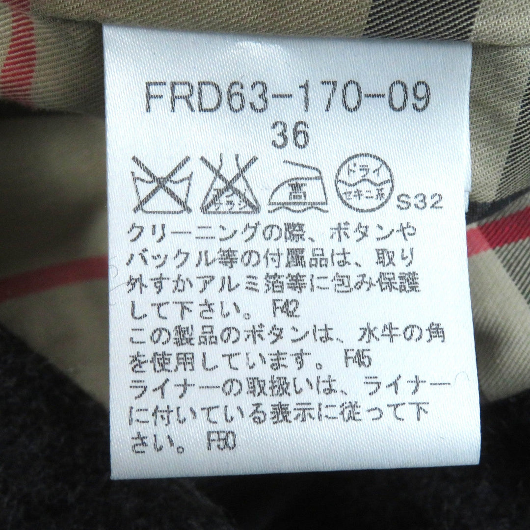 BURBERRY trench coat Outer: 100% cotton, Lining: cotton, Sleeve lining: cupra, Leather part: cowhide, Liner: 100% wool black Women 36 Used Authentic
