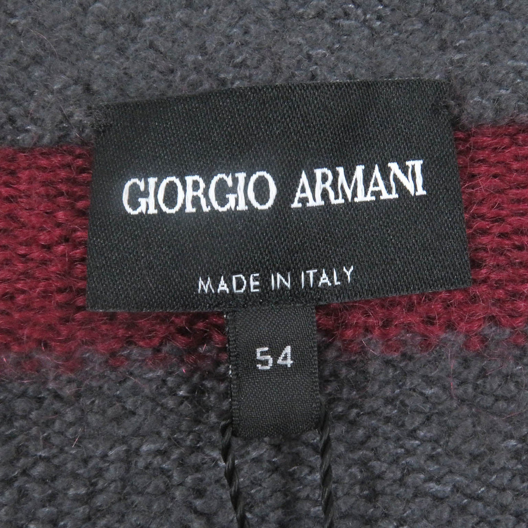 GIORGIO ARMANI knit Main: 87% cashmere, Main: 13% silk, Part: 50% mohair, Part: 32% polyamide, Part: 18% wool Grey Bordeaux mens 54 Used Authentic