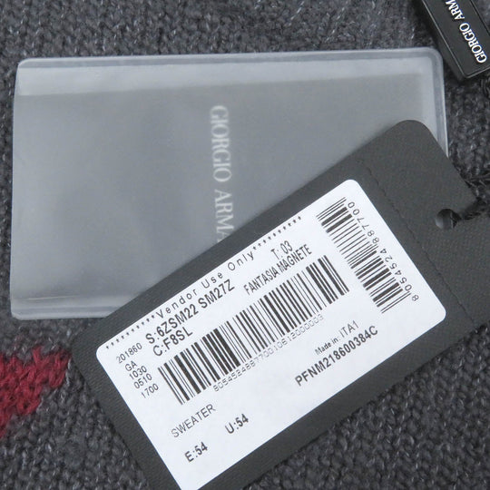 GIORGIO ARMANI knit Main: 87% cashmere, Main: 13% silk, Part: 50% mohair, Part: 32% polyamide, Part: 18% wool Grey Bordeaux mens 54 Used Authentic