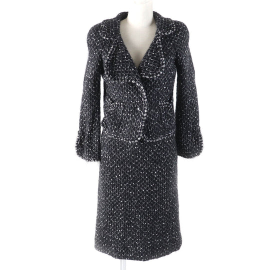 CHANEL setup 05A P26927 Outer: 50% polyamide, Outer: 50% mohair, Lining: 100% silk Black White Women 36 Used Authentic