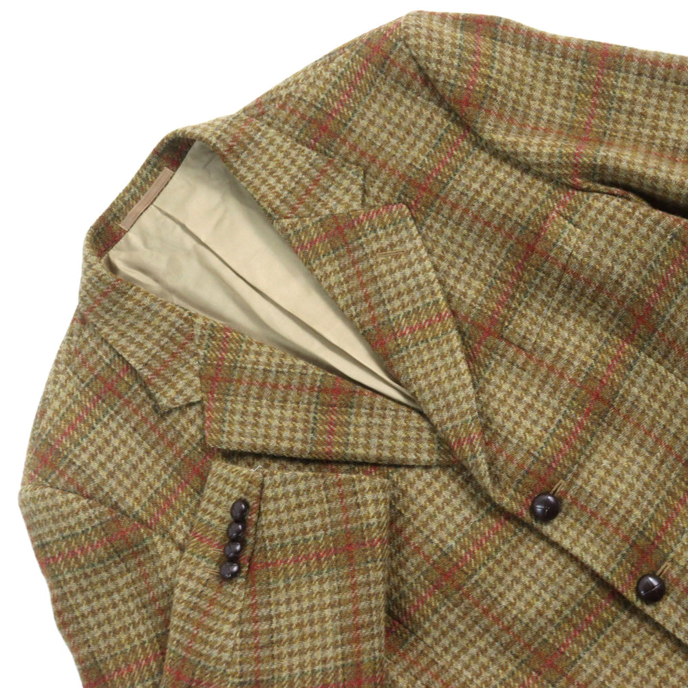 Aquascutum tailored jacket wool Brown Check Pattern mens LL 40 Used Authentic