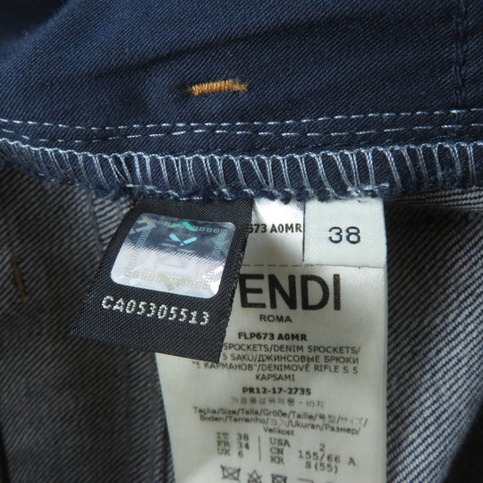FENDI Denim pants FLP673 Main: 98% cotton, Main: 2% polyurethane, Part: leather, Part: polyester Indigo Women 38 Used Authentic