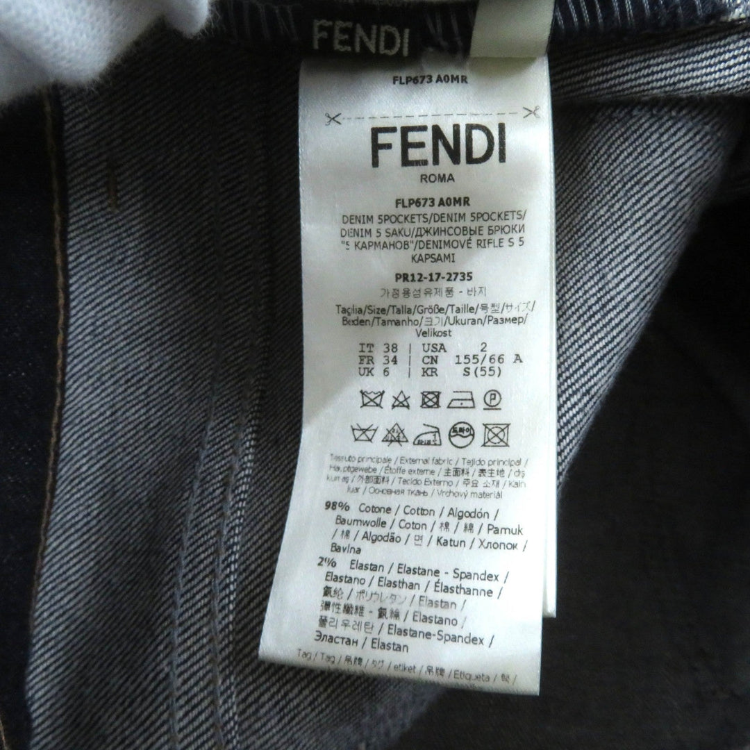 FENDI Denim pants FLP673 Main: 98% cotton, Main: 2% polyurethane, Part: leather, Part: polyester Indigo Women 38 Used Authentic