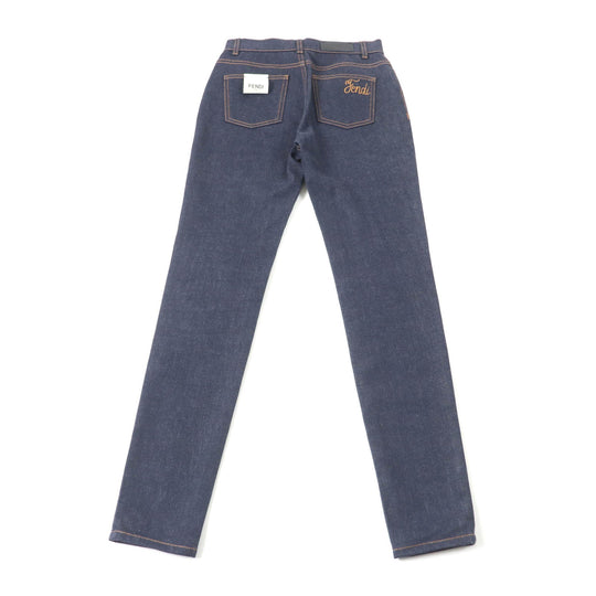 FENDI Denim pants FLP673 Main: 98% cotton, Main: 2% polyurethane, Part: leather, Part: polyester Indigo Women 38 Used Authentic