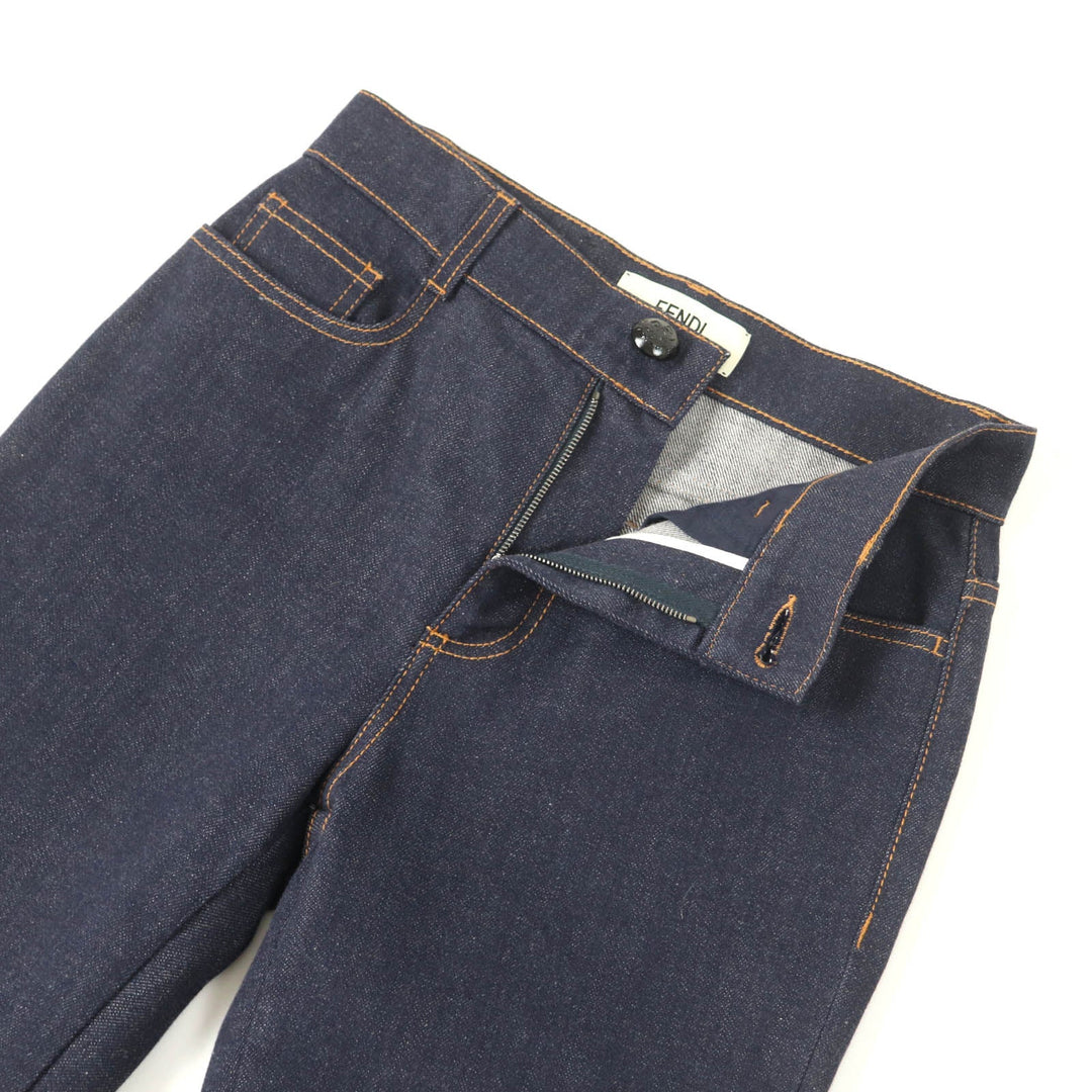 FENDI Denim pants FLP673 Main: 98% cotton, Main: 2% polyurethane, Part: leather, Part: polyester Indigo Women 38 Used Authentic