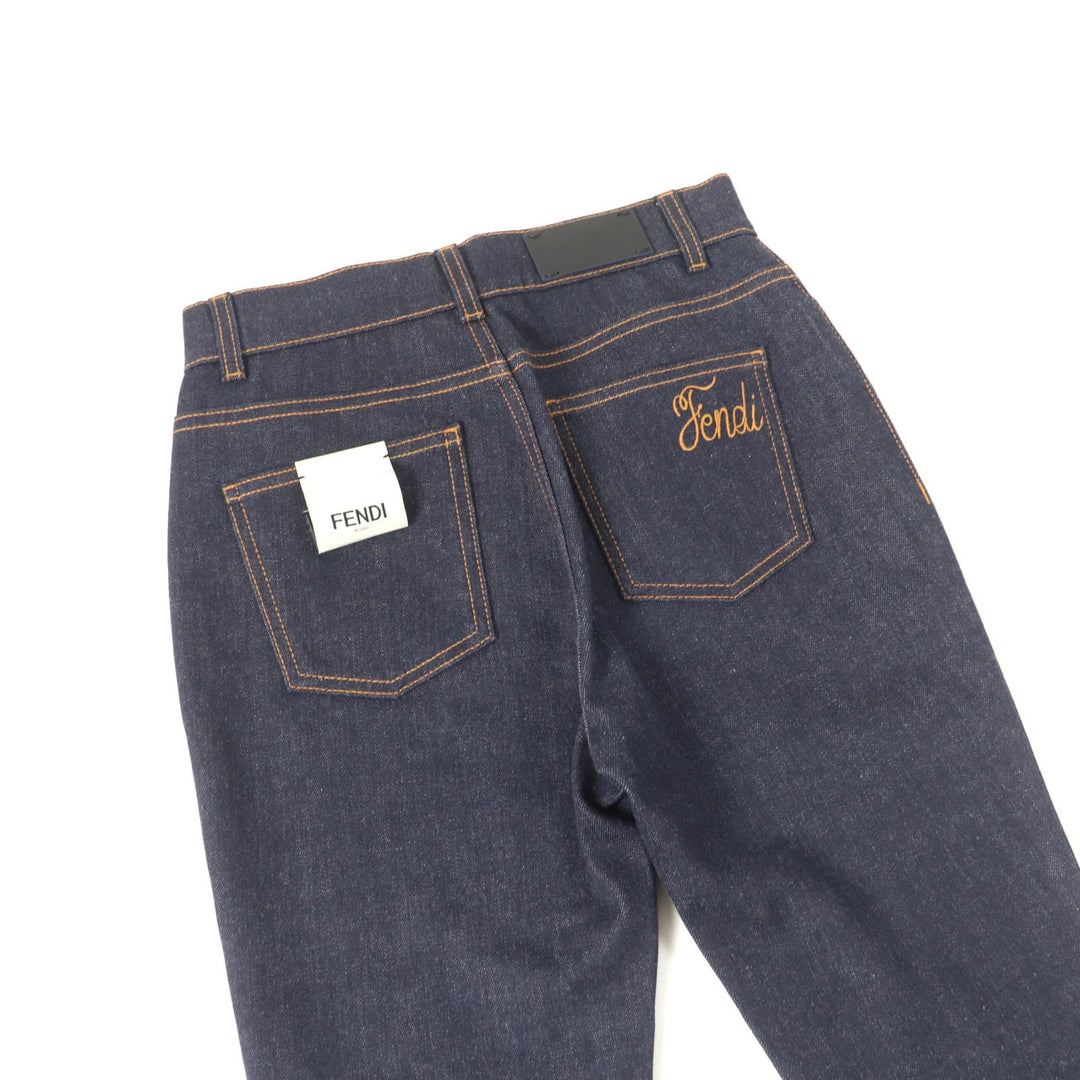 FENDI Denim pants FLP673 Main: 98% cotton, Main: 2% polyurethane, Part: leather, Part: polyester Indigo Women 38 Used Authentic