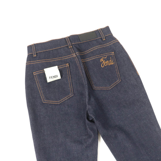 FENDI Denim pants FLP673 Main: 98% cotton, Main: 2% polyurethane, Part: leather, Part: polyester Indigo Women 38 Used Authentic