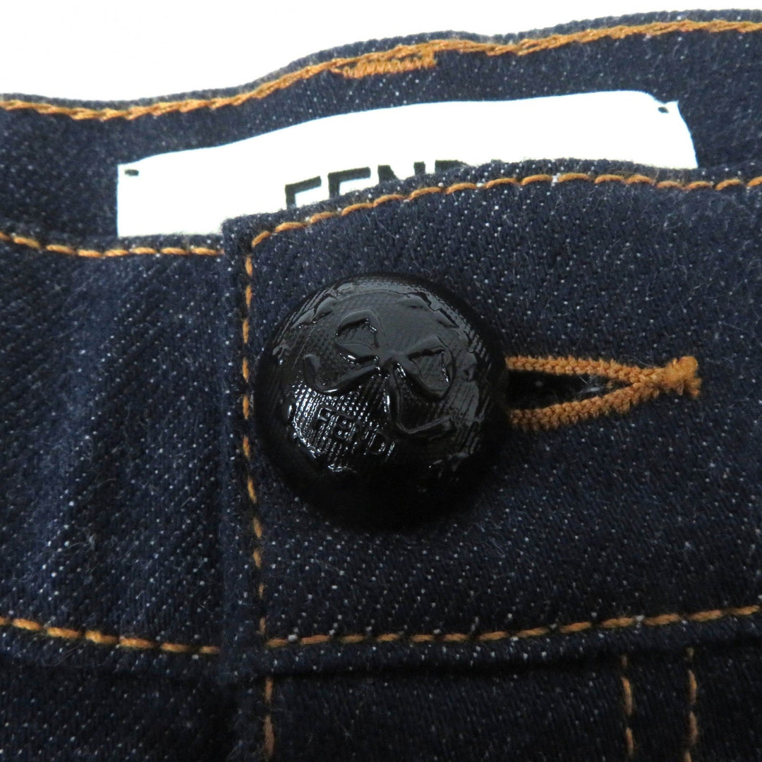 FENDI Denim pants FLP673 Main: 98% cotton, Main: 2% polyurethane, Part: leather, Part: polyester Indigo Women 38 Used Authentic