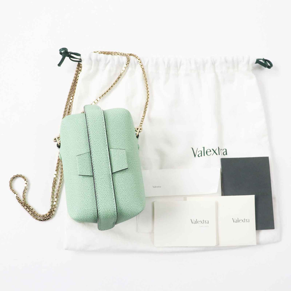 Valextra Shoulder Bag V3L20-28VA-OC Main: Soft calfskin Aqua green Trick Track Crossbody Nano Women Used Authentic