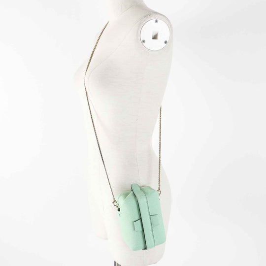 Valextra Shoulder Bag V3L20-28VA-OC Main: Soft calfskin Aqua green Trick Track Crossbody Nano Women Used Authentic