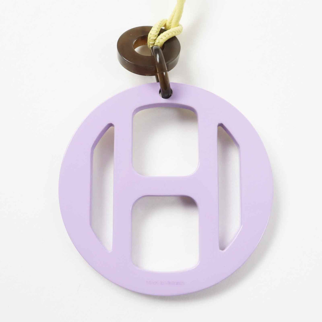 HERMES Necklace Main: Buffalo horn Lavender Yellow H Equip Women Used Authentic