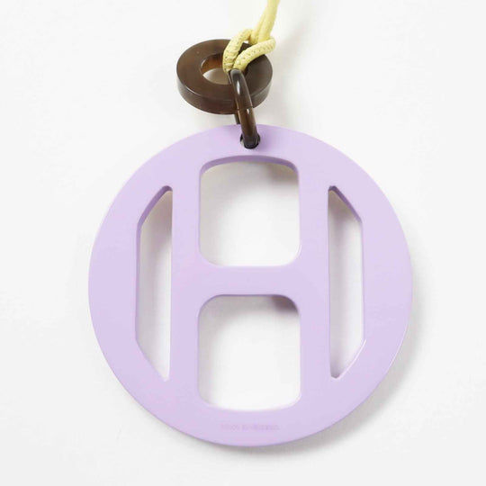 HERMES Necklace Main: Buffalo horn Lavender Yellow H Equip Women Used Authentic