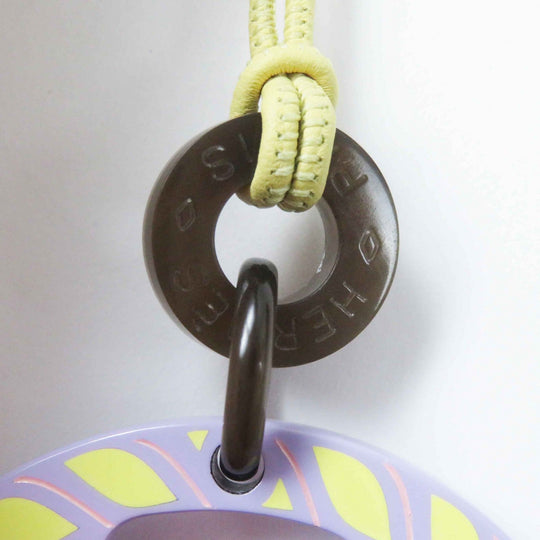 HERMES Necklace Main: Buffalo horn Lavender Yellow H Equip Women Used Authentic