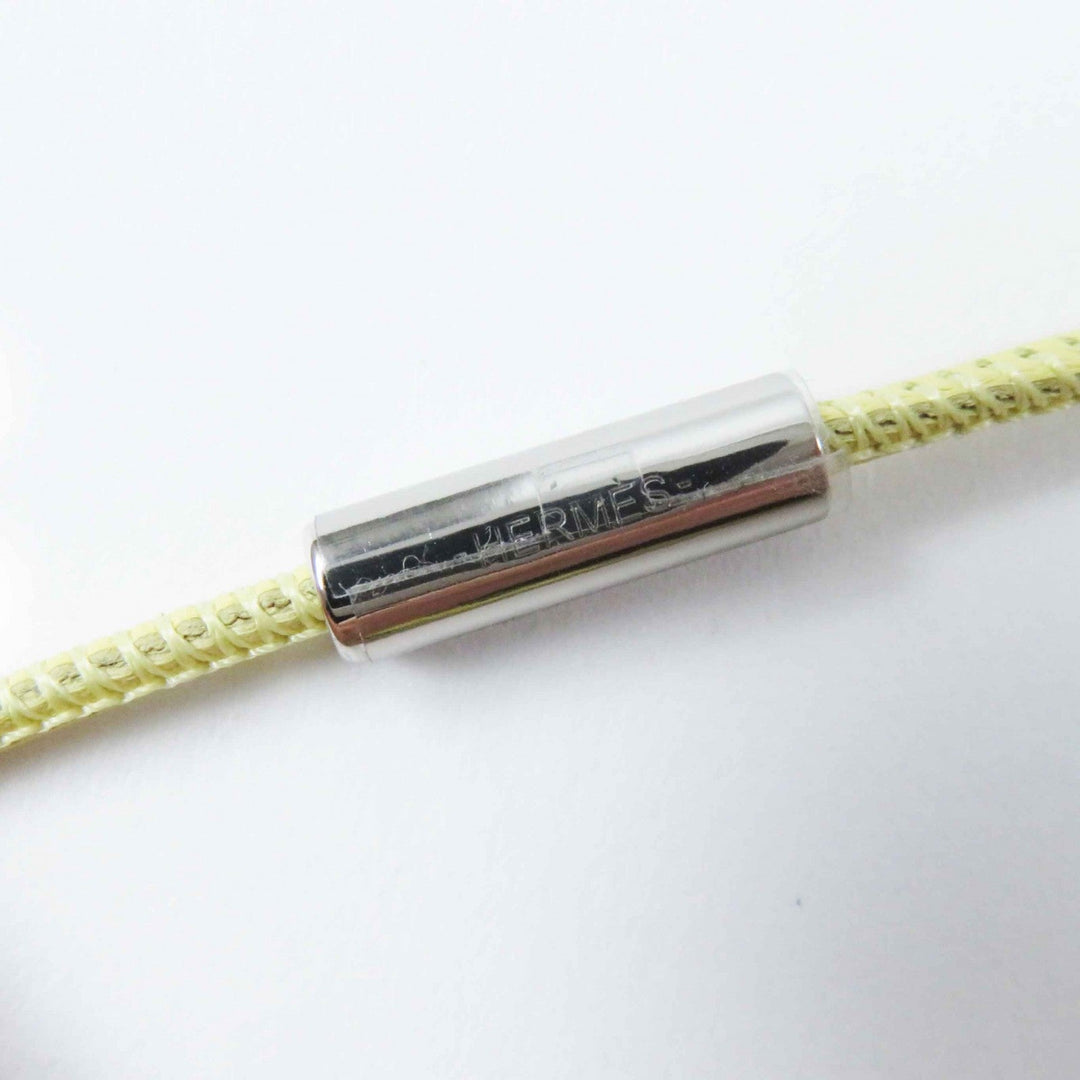 HERMES Necklace Main: Buffalo horn Lavender Yellow H Equip Women Used Authentic