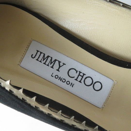 JIMMY CHOO pumps Main: Suede leather Black gold Women 37 Used Authentic