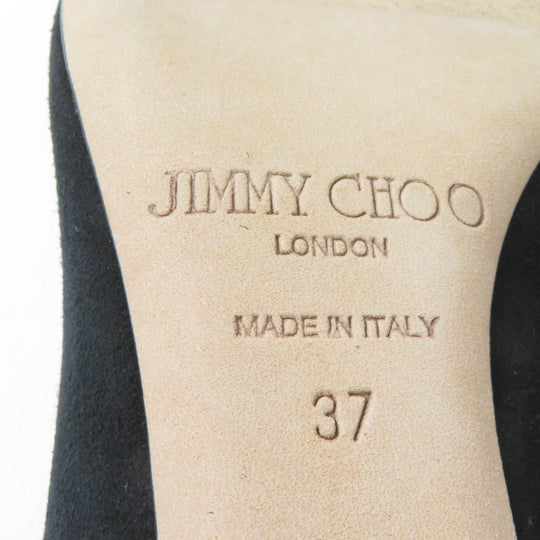 JIMMY CHOO pumps Main: Suede leather Black gold Women 37 Used Authentic