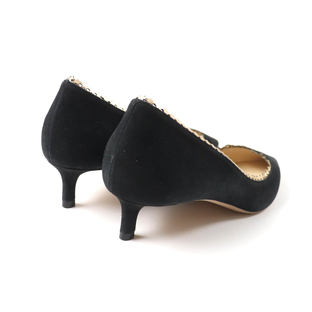 JIMMY CHOO pumps Main: Suede leather Black gold Women 37 Used Authentic