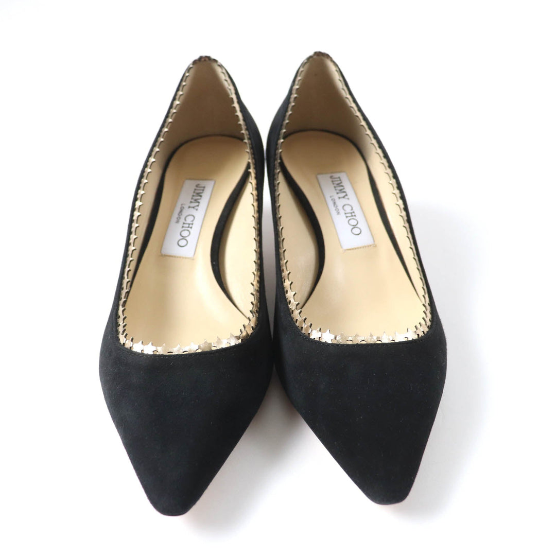 JIMMY CHOO pumps Main: Suede leather Black gold Women 37 Used Authentic
