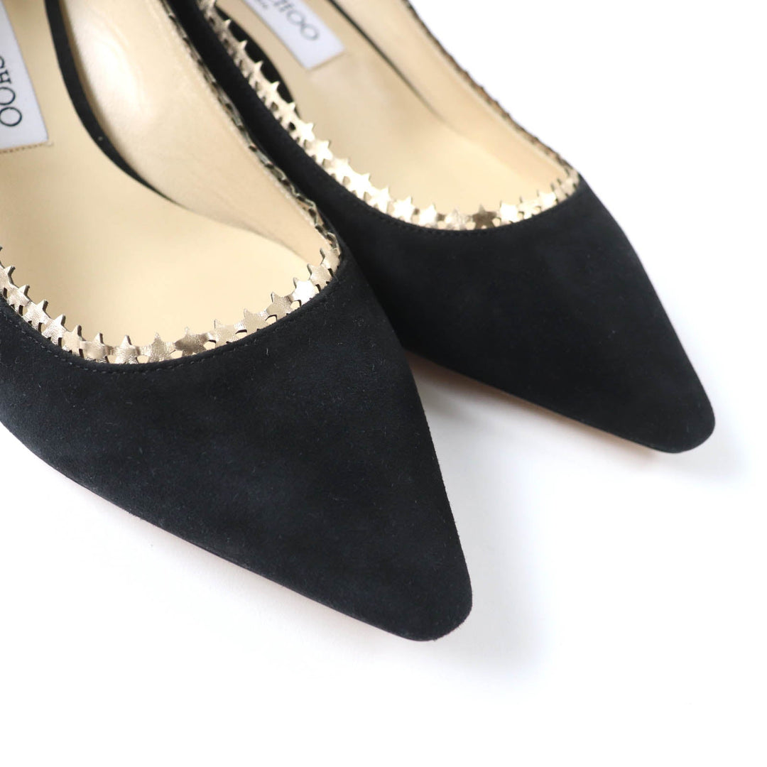 JIMMY CHOO pumps Main: Suede leather Black gold Women 37 Used Authentic