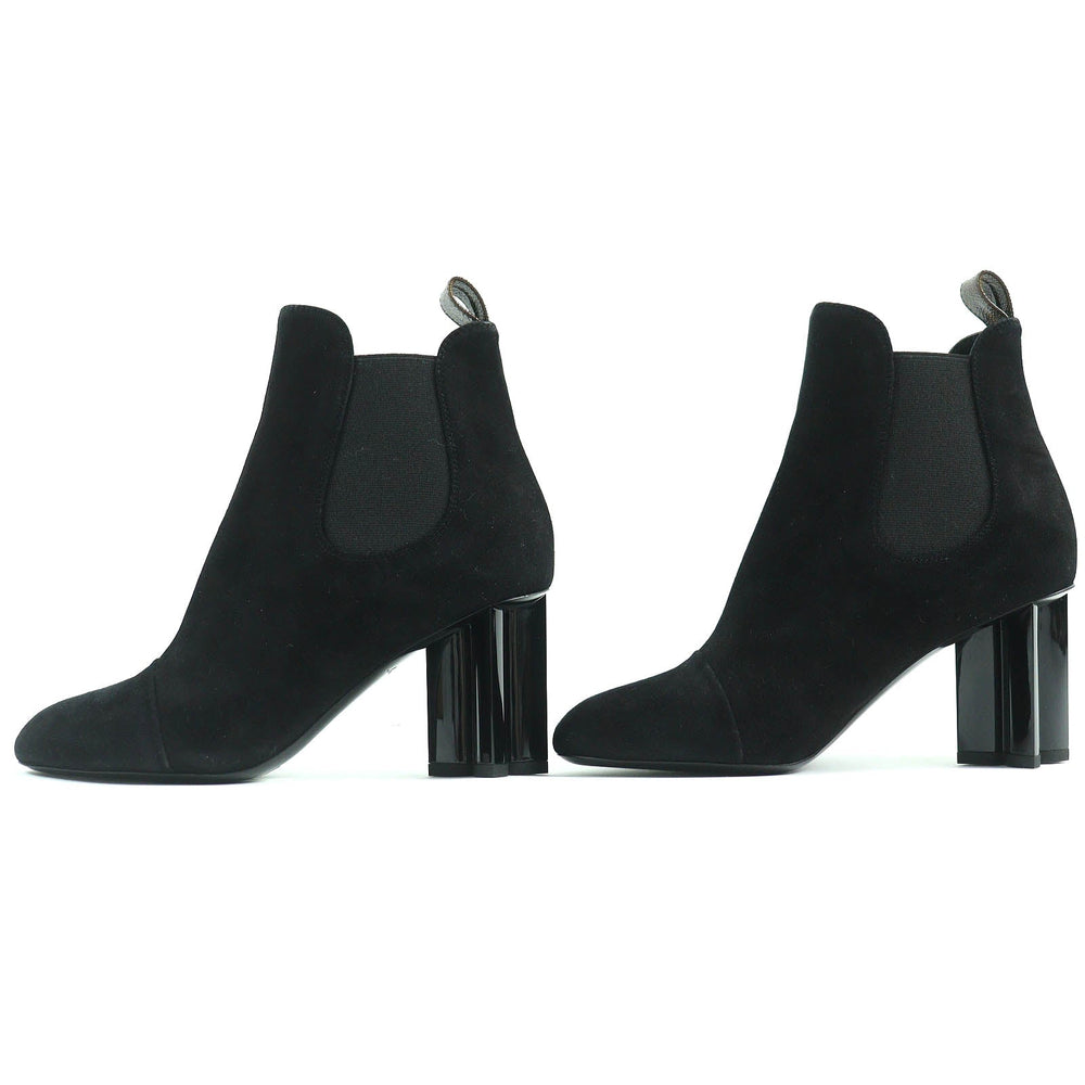 LOUIS VUITTON Ankle boots Main: Suede leather black Silhouette line Women 36 Used Authentic