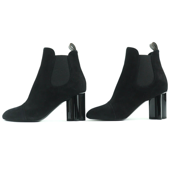 LOUIS VUITTON Ankle boots Main: Suede leather black Silhouette line Women 36 Used Authentic