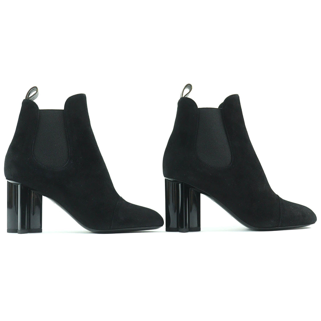LOUIS VUITTON Ankle boots Main: Suede leather black Silhouette line Women 36 Used Authentic