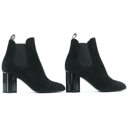 LOUIS VUITTON Ankle boots Main: Suede leather black Silhouette line Women 36 Used Authentic