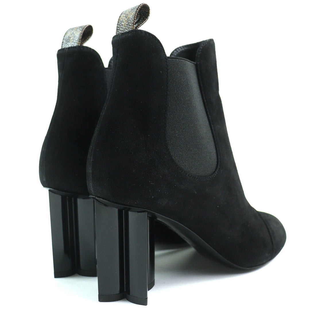 LOUIS VUITTON Ankle boots Main: Suede leather black Silhouette line Women 36 Used Authentic
