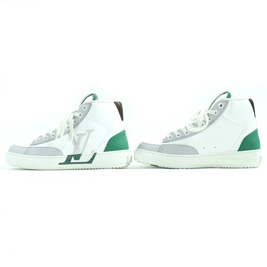 LOUIS VUITTON High cut sneakers Main: Leather White Green Gray Charlie line Women 35 Used Authentic