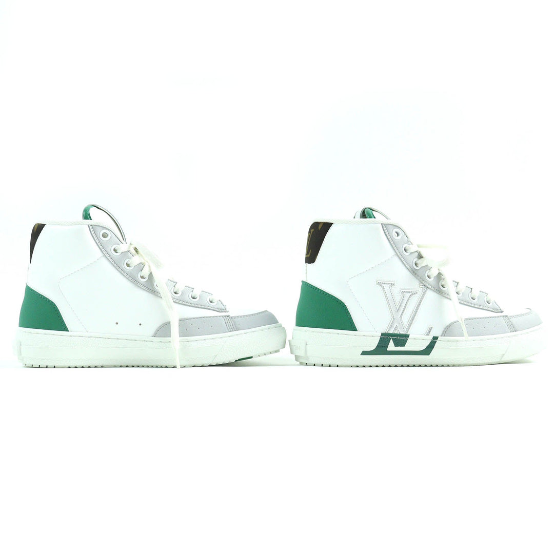 LOUIS VUITTON High cut sneakers Main: Leather White Green Gray Charlie line Women 35 Used Authentic