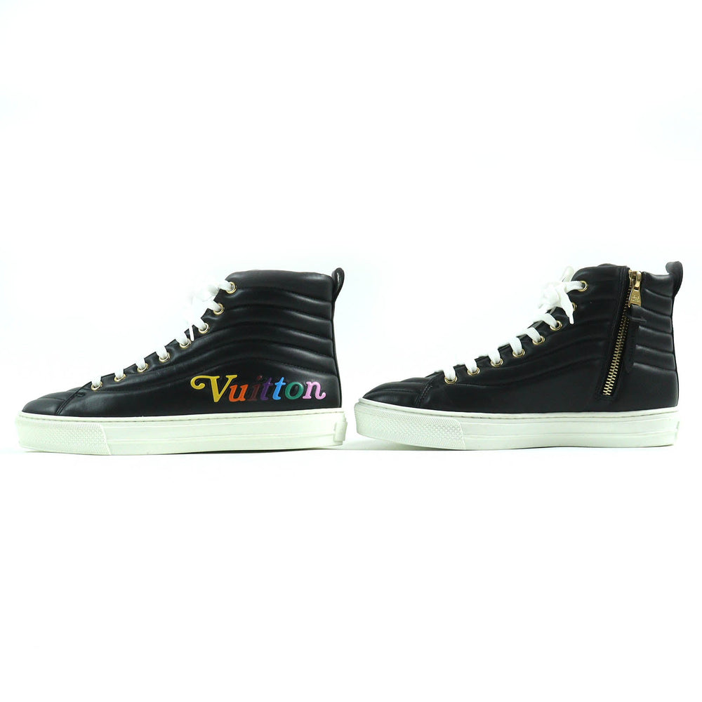 LOUIS VUITTON High cut sneakers Main: Leather Black White Stellar line Women 36 1/2 Used Authentic
