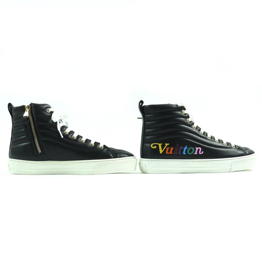 LOUIS VUITTON High cut sneakers Main: Leather Black White Stellar line Women 36 1/2 Used Authentic