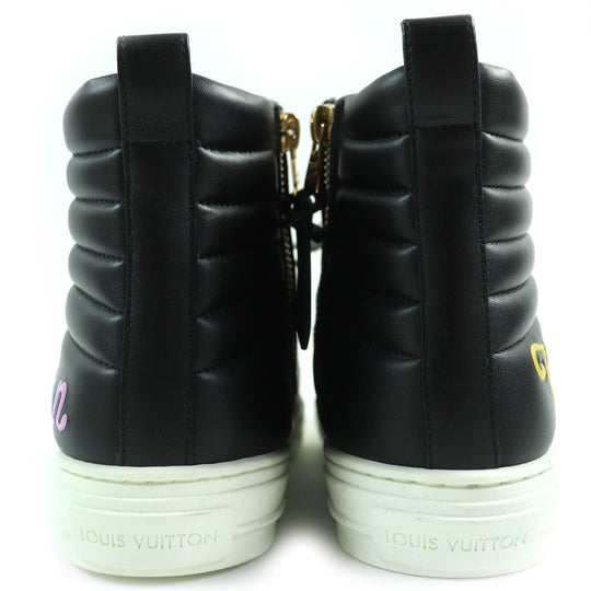 LOUIS VUITTON High cut sneakers Main: Leather Black White Stellar line Women 36 1/2 Used Authentic