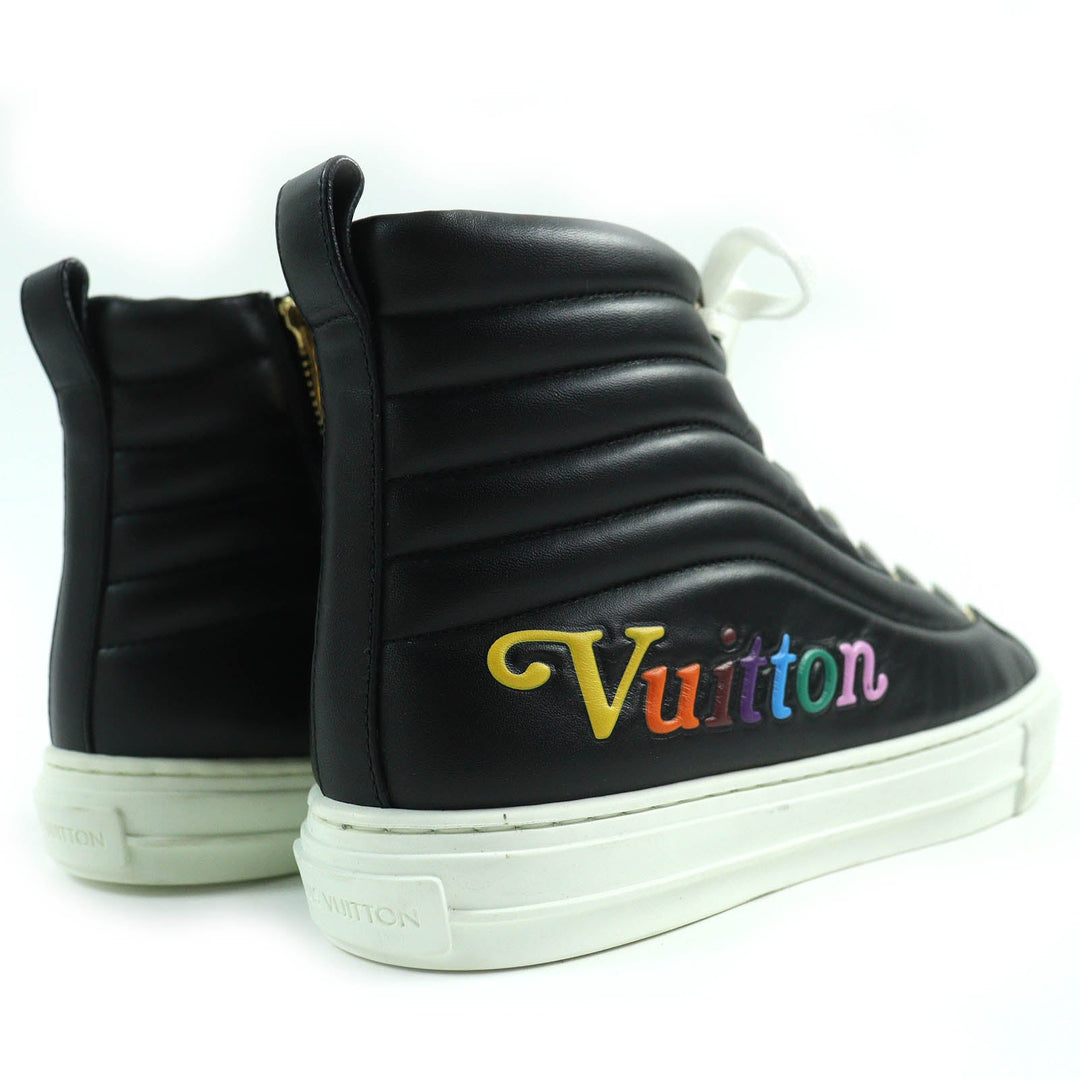 LOUIS VUITTON High cut sneakers Main: Leather Black White Stellar line Women 36 1/2 Used Authentic