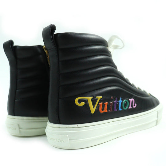 LOUIS VUITTON High cut sneakers Main: Leather Black White Stellar line Women 36 1/2 Used Authentic