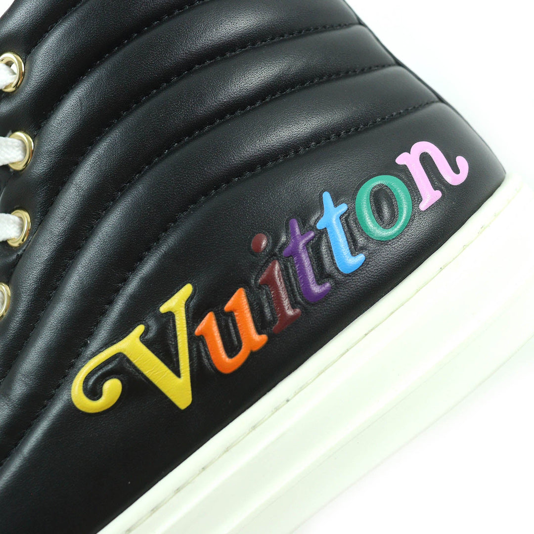 LOUIS VUITTON High cut sneakers Main: Leather Black White Stellar line Women 36 1/2 Used Authentic