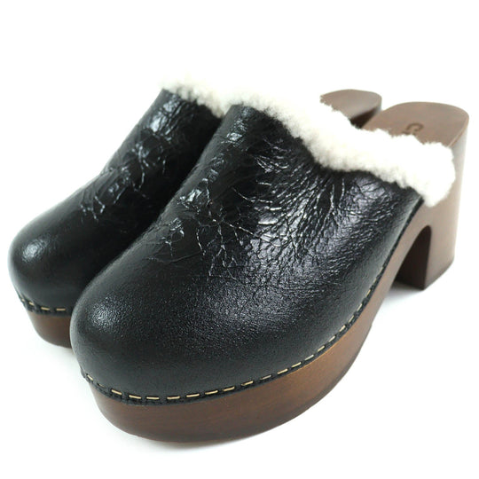 CHANEL Sandals G35368 Main: Sheepskin, Part: Wood Black white brown Women 36 Used Authentic