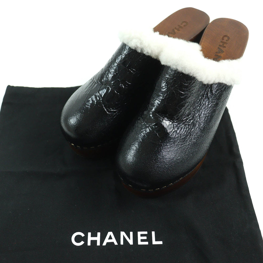 CHANEL Sandals G35368 Main: Sheepskin, Part: Wood Black white brown Women 36 Used Authentic