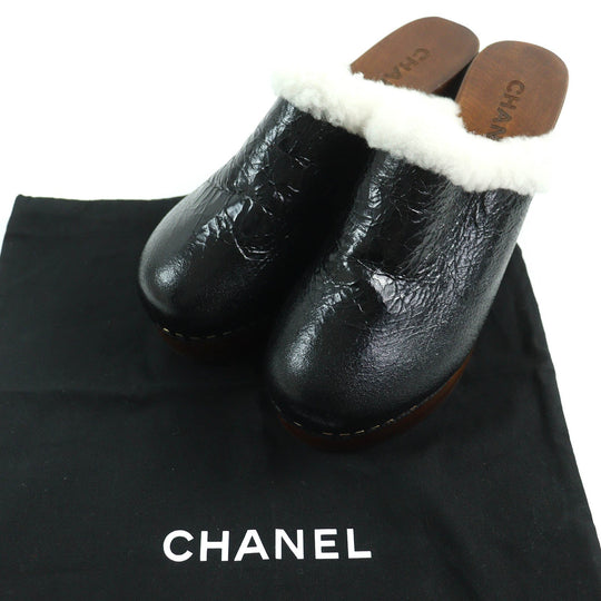 CHANEL Sandals G35368 Main: Sheepskin, Part: Wood Black white brown Women 36 Used Authentic