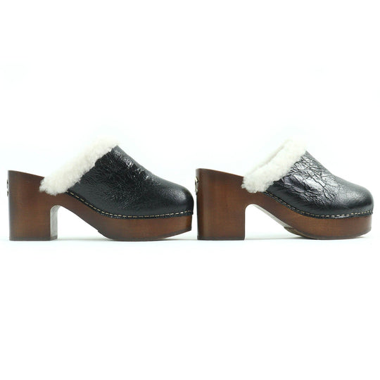 CHANEL Sandals G35368 Main: Sheepskin, Part: Wood Black white brown Women 36 Used Authentic