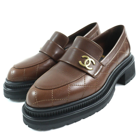 CHANEL loafers 23A G45074 Main: Leather Brown black Women 38 Used Authentic
